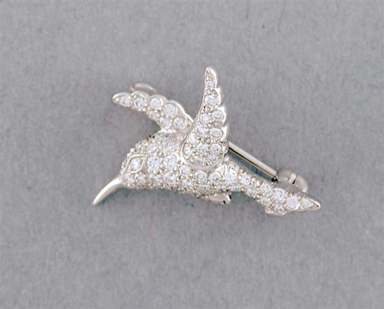 Appraisal: Tiffany Co platinum and diamond hummingbird brooch set with round-cut