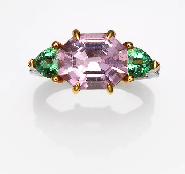 Appraisal: A pink spinel green tourmaline and diamond ring Paolo Costagli