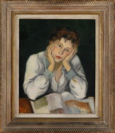 Appraisal: ISAAC SOYER - LOST IN THOUGHT Oil on canvas x