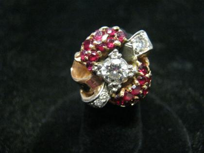 Appraisal: karat rose gold ruby and diamond ring s