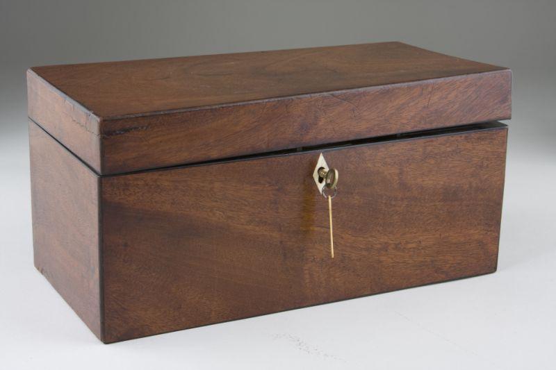 Appraisal: English Tea Caddy th century rectangular form mahogany and ebony