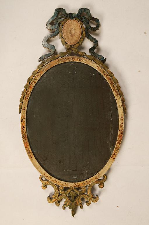 Appraisal: A GEORGE III NEO-CLASSICAL STYLE WALL MIRROR with an oval