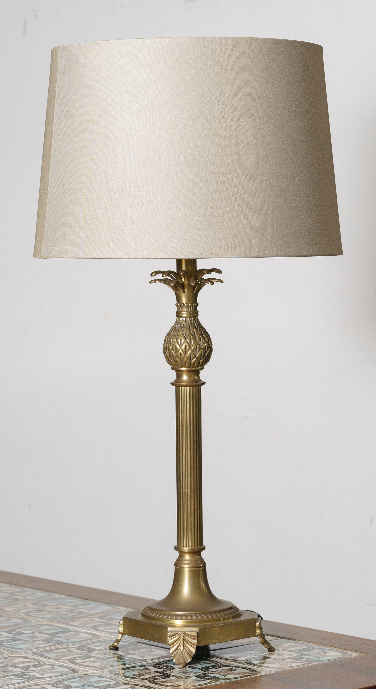 Appraisal: A s FRENCH TABLE LAMP WITH PINEAPPLE FEATURE Brass with