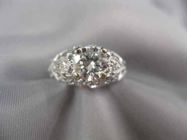 Appraisal: Diamond Ring carat round brilliant in a beautiful filagree setting