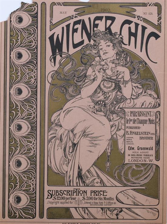 Appraisal: ALPHONSE MUCHA Czechoslovakian - WIENER CHIC two-color lithograph published in