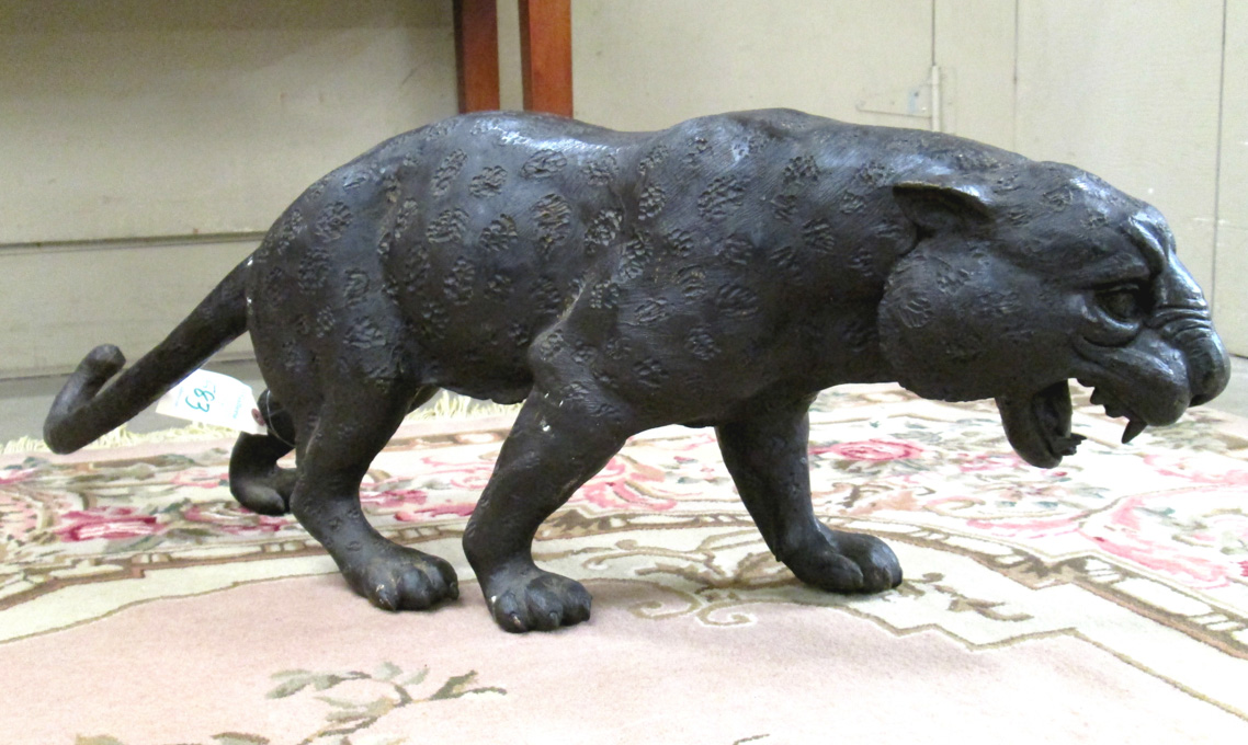 Appraisal: BRONZE WILDLIFE SCULPTURE Bengal Tiger in walking pose Length inches