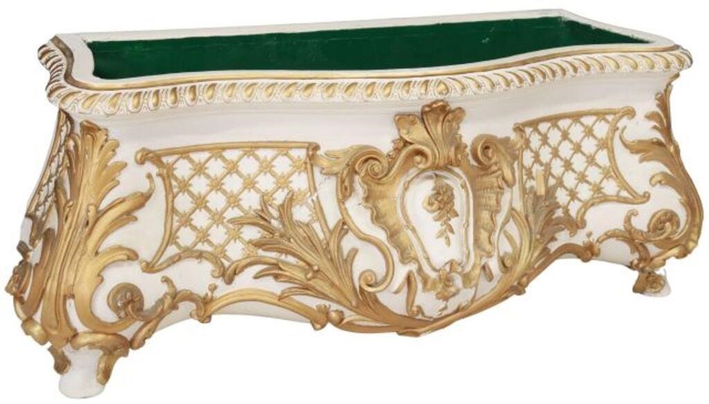 Appraisal: French Louis XV style parcel gilt painted jardiniere planter th