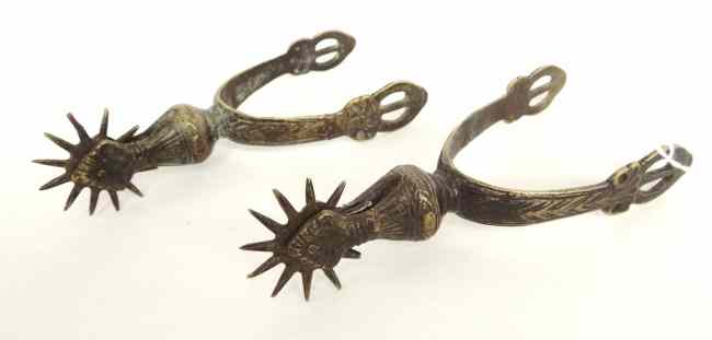 Appraisal: Pair th or th c Conquistador spurs '' Length