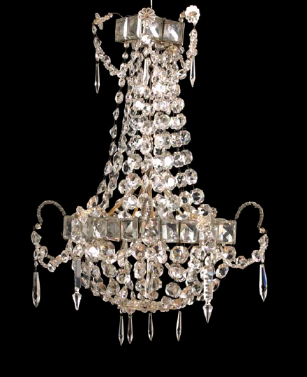 Appraisal: Unusual Northern European Cut Glass Chandelier of inverted balloon form