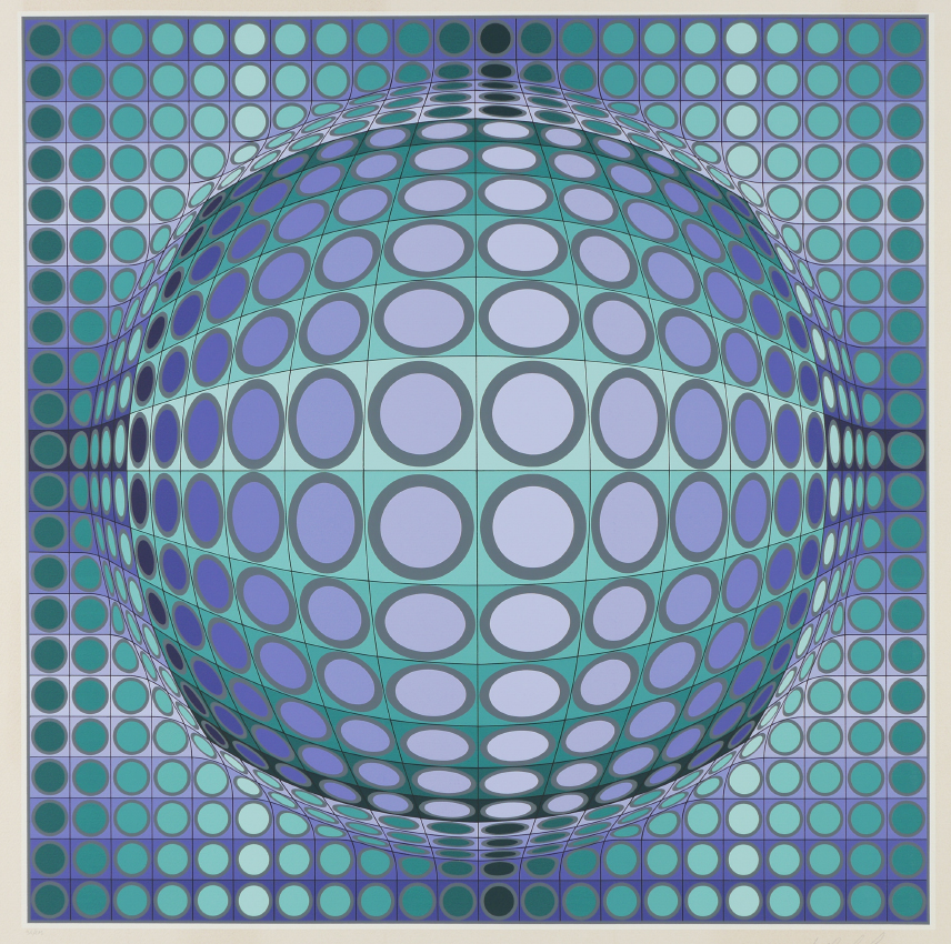 Appraisal: VASARELY Victor Hungarian - Op-Art Composition Possibly Viva Serigraph ''