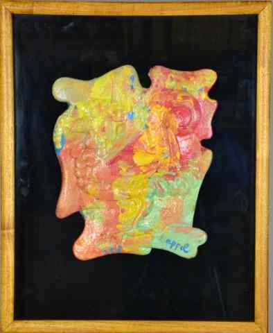 Appraisal: Karel Appel Oil On Carved Shaped Wood ''Rooster''Depicting a polychrome