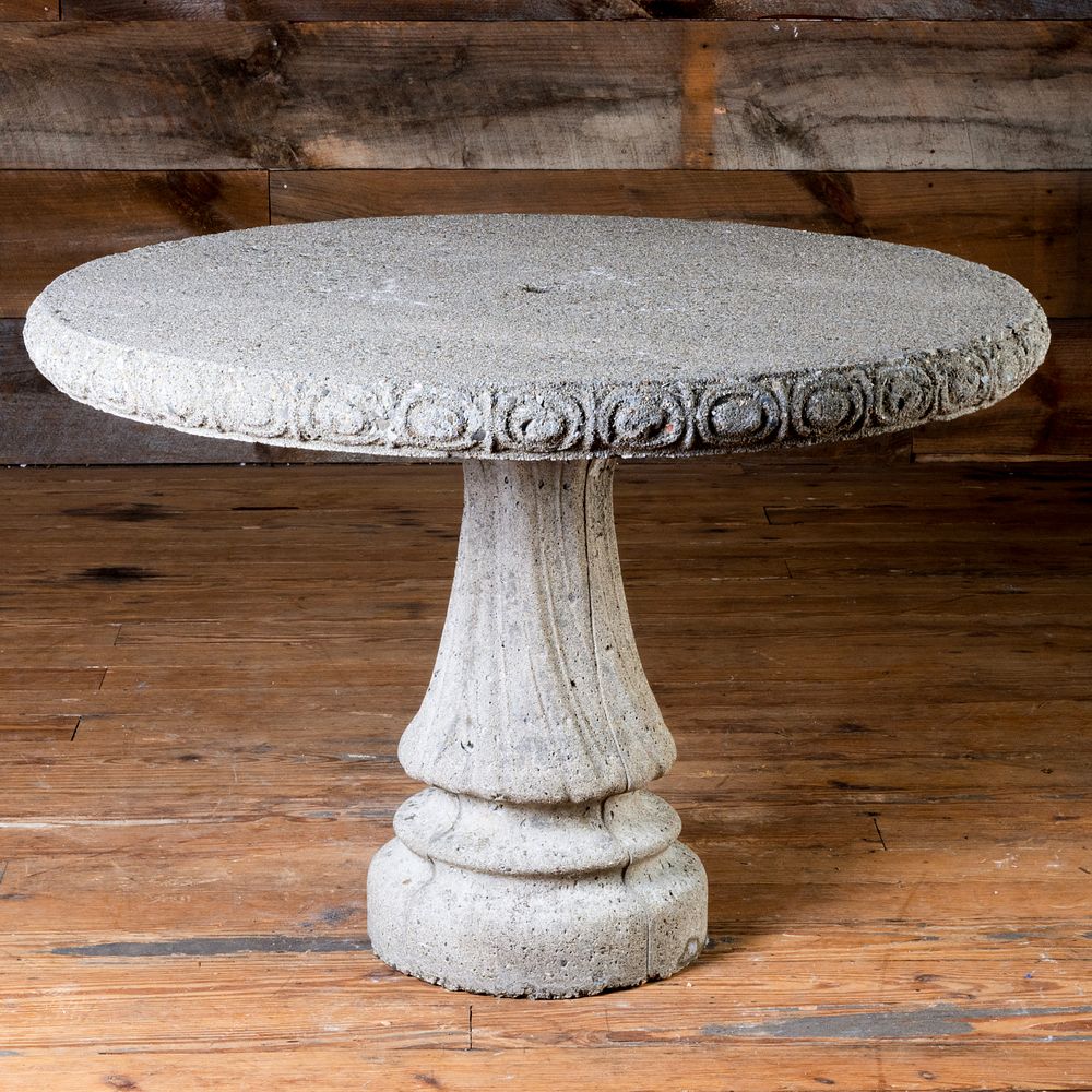 Appraisal: Cast Stone Garden Table x in diam Condition Table is