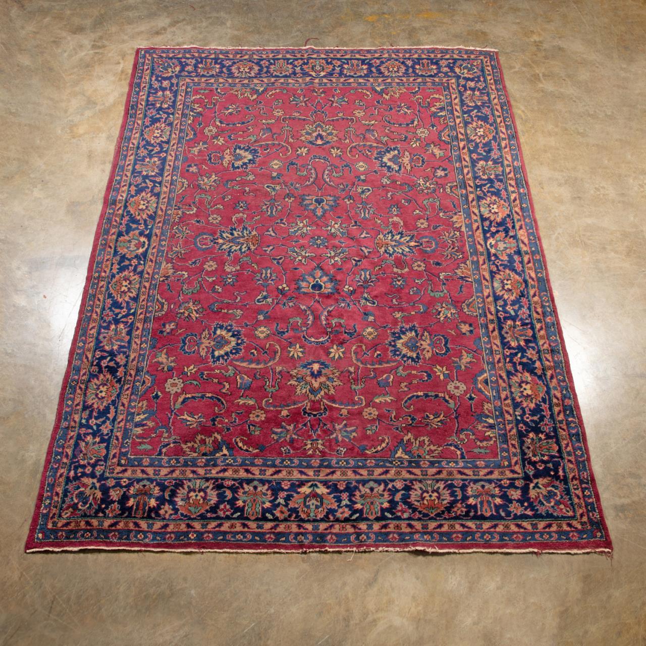 Appraisal: HAND KNOTTED WOOL PERSIAN SAROUK CARPET X Hand knotted wool