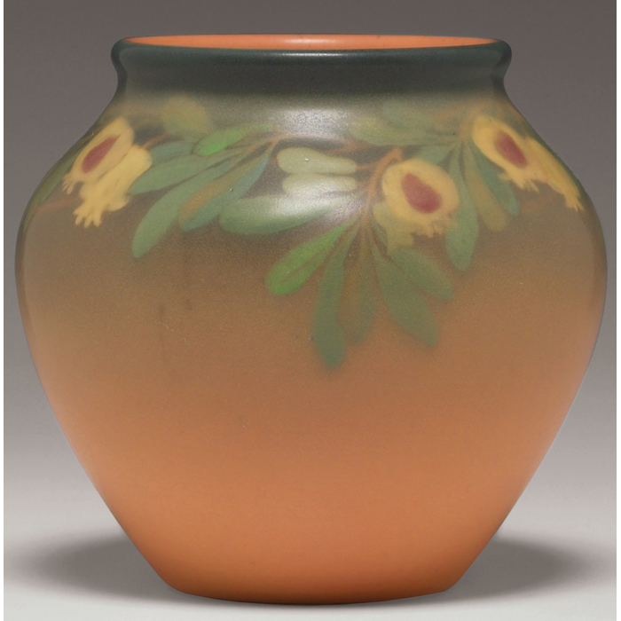 Appraisal: Rare Rookwood vase nicely painted design of fruit and leaves