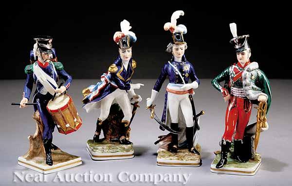 Appraisal: Four Frankenthal Porcelain Napoleonic Military Figures early th c polychrome