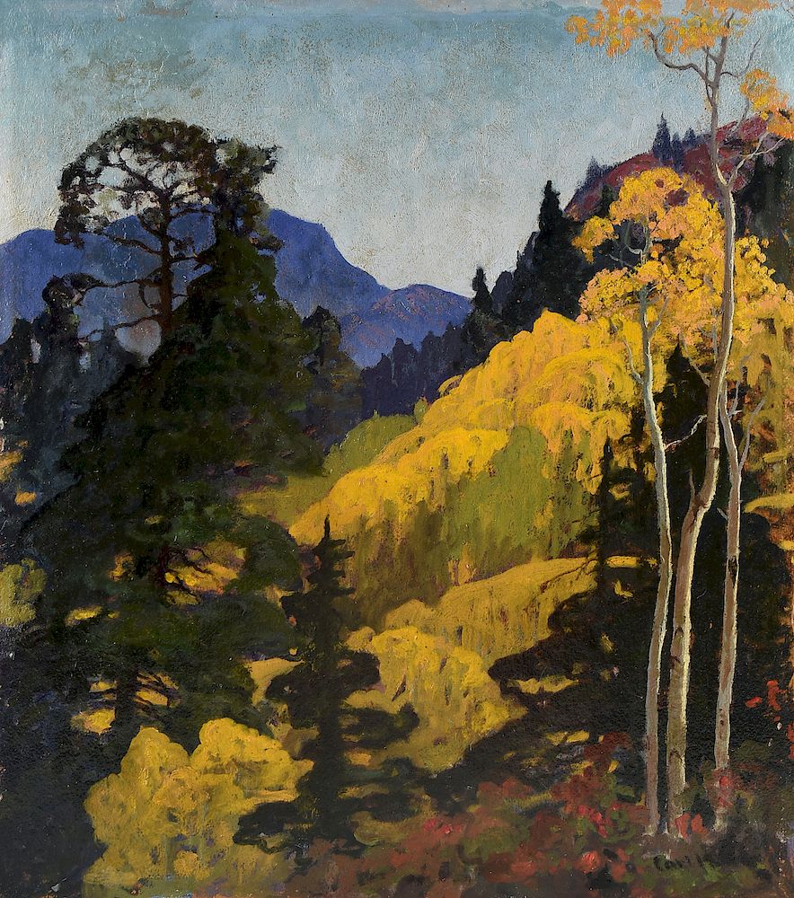 Appraisal: CARL REDIN American - A PAINTING Yellow Birch in Mountainous