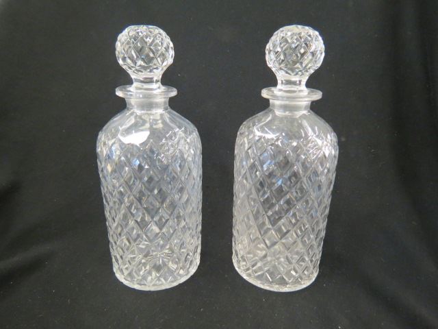 Appraisal: Pair of Cut Glass Decanters diamond designs