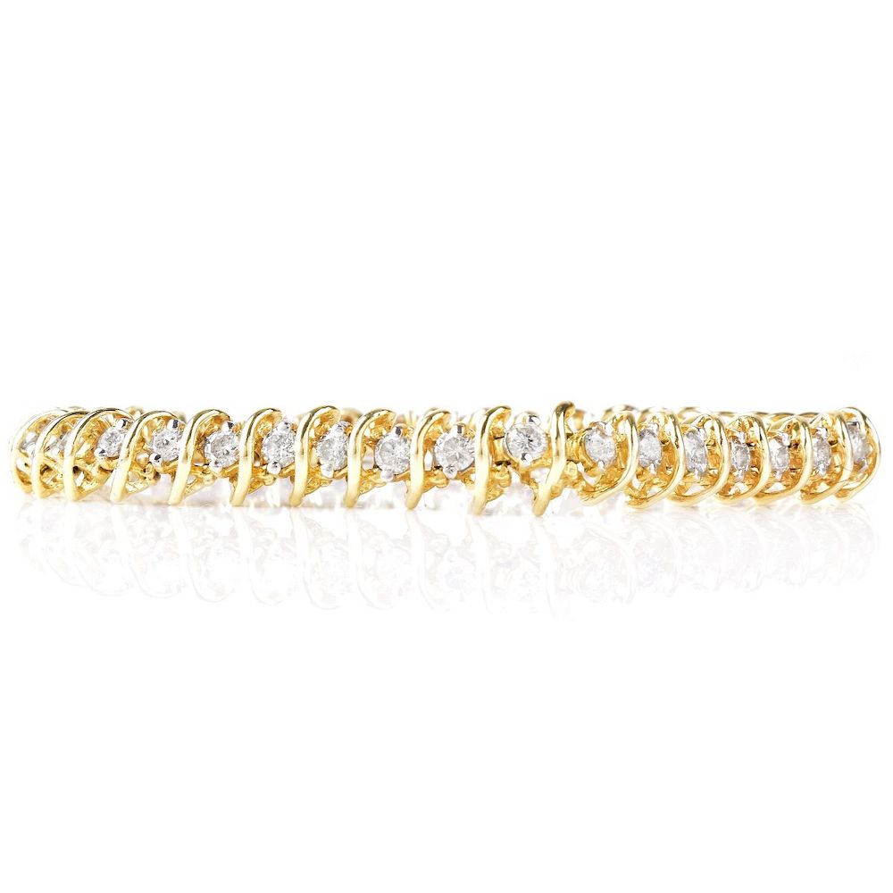 Appraisal: ct TW Diamond and K Gold Bracelet Vintage Approx Carat