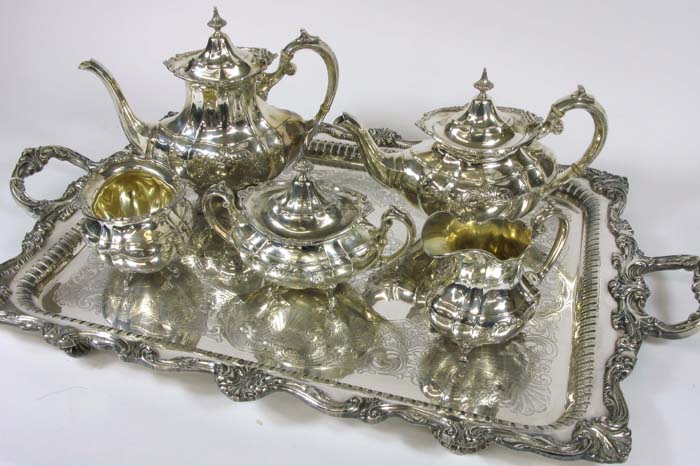 Appraisal: A PIECE REED BARTON COFFEE TEA SERVICE AND A WALLACE