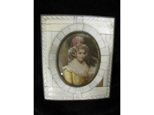 Appraisal: Miniature Painting on Ivory of a Lady with bonnet image