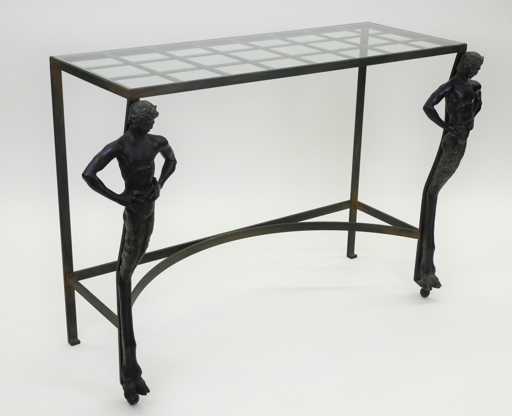 Appraisal: HOLLYWOOD REGENCY BRONZE PAN CONSOLE TABLE United States th CenturyRectangular