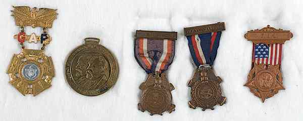 Appraisal: Civil War - Veterans Five GAR and SUV Medals Lot