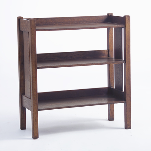 Appraisal: GUSTAV STICKLEY Magazine stand with three shelves and single slat