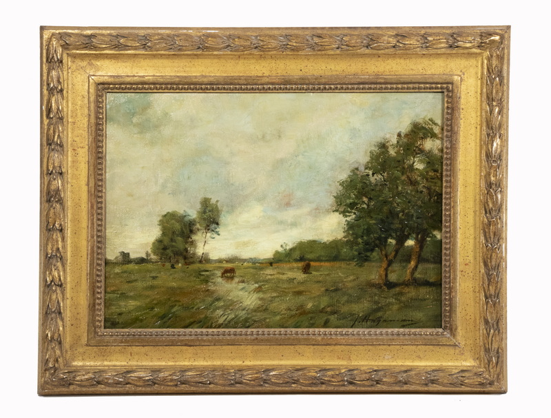 Appraisal: JAMES HENRY HAGAMAN NY MI - Pastoral Landscape with Cows