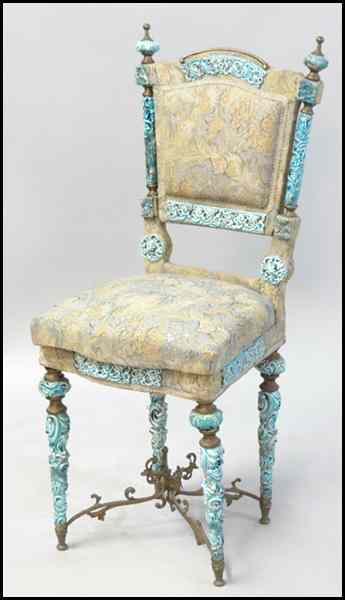 Appraisal: PORCELAIN MOUNTED SIDE CHAIR Back height '' Condition No Specific