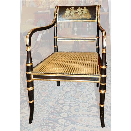 Appraisal: Regency Painted and Parcel Gilt Armchair Estimate -