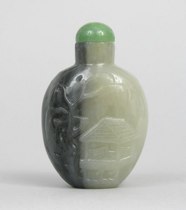 Appraisal: Carved Jade Snuff Bottle A bottle carved out of two