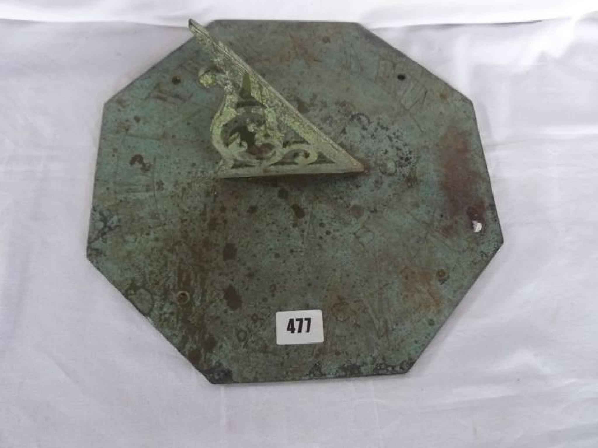 Appraisal: An early th century French bronze sundial of octagonal form