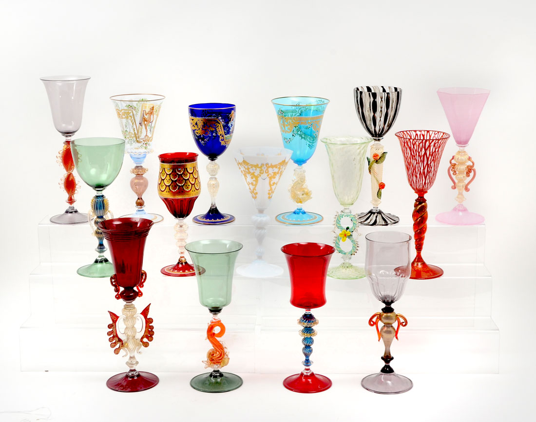 Appraisal: COLLECTION OF VENETIAN GLASS GOBLETS An assembled collection of Murano