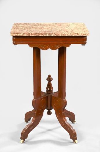 Appraisal: American Late Victorian Walnut and Marble-Top Side Table late th