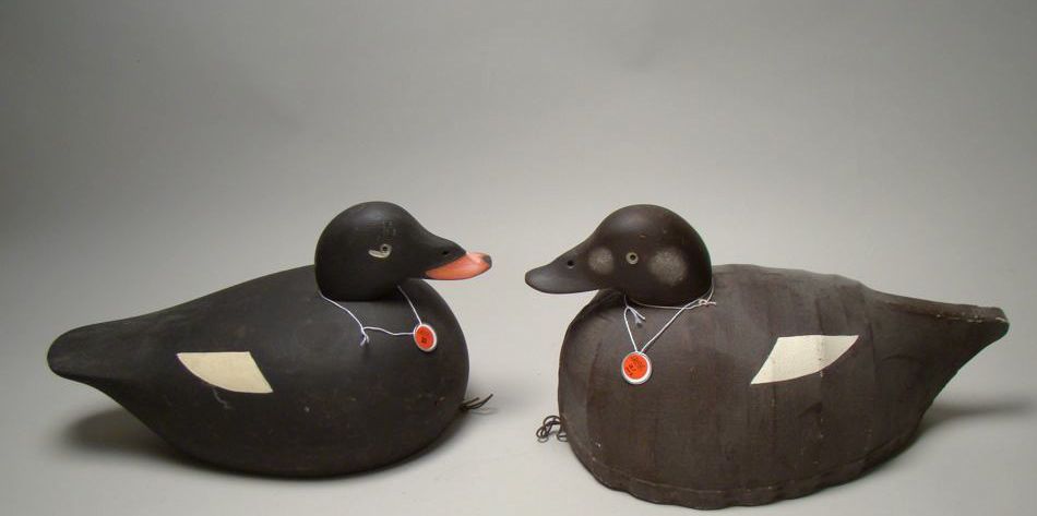 Appraisal: TWO SCOTER DECOYS By Marty Collins One canvas and one