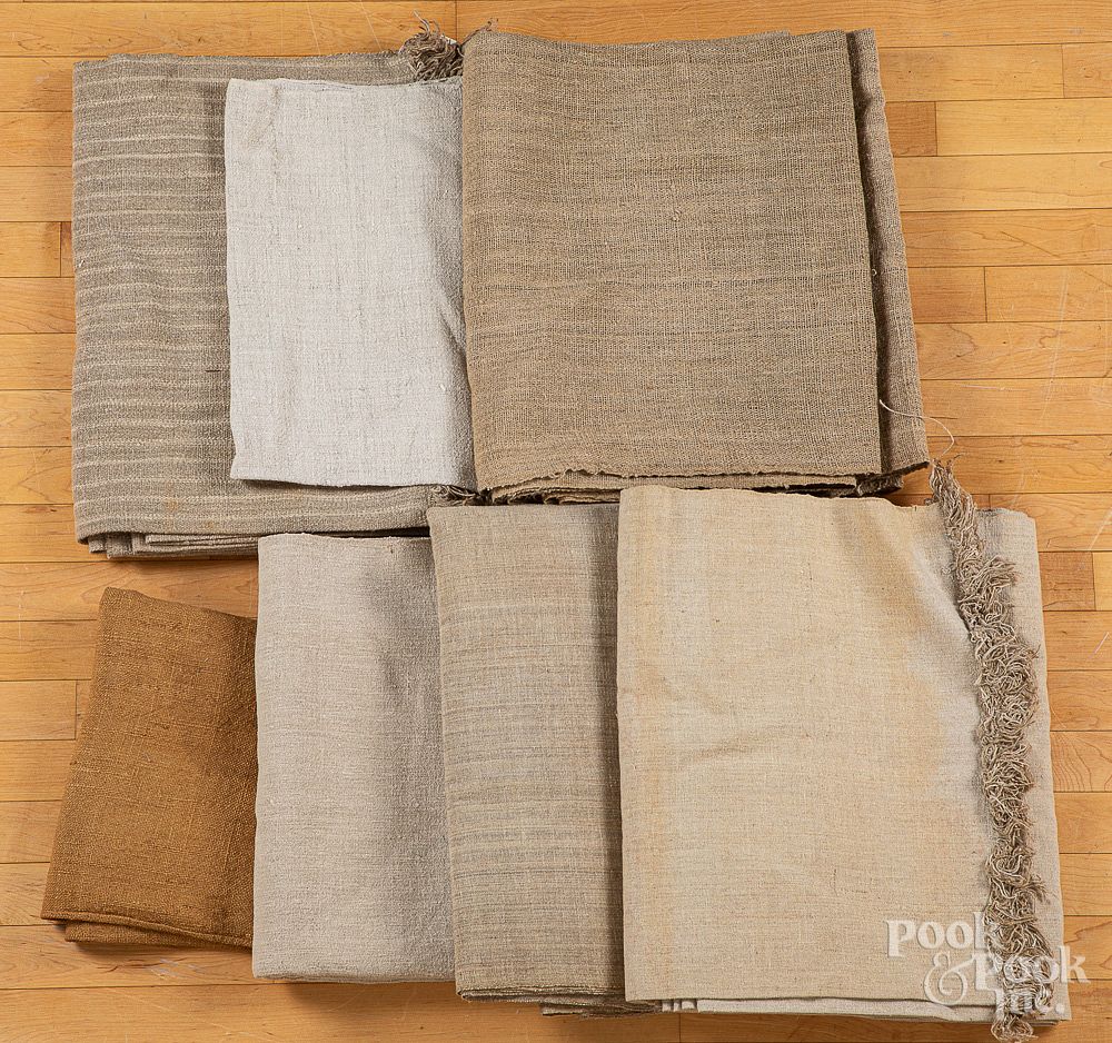 Appraisal: Group of early linen and homespun fabric Group of early