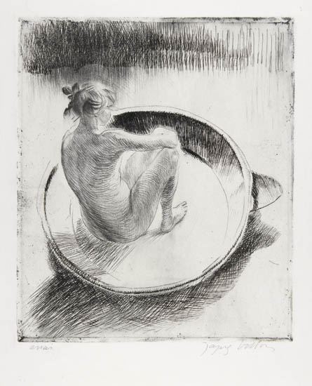 Appraisal: JACQUES VILLON Fillette Assise dans un Tub Etching and drypoint