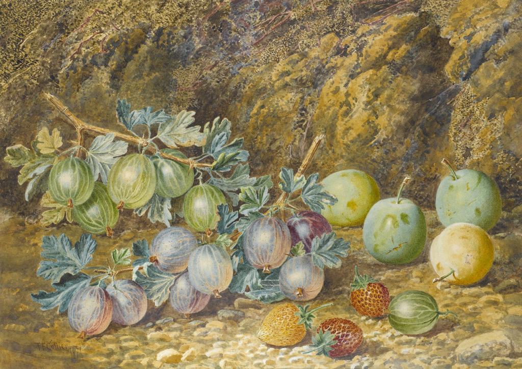 Appraisal: THOMAS FREDERICK COLLIER - STILL LIFE WITH PLUMS GOOSEBERRIES AND