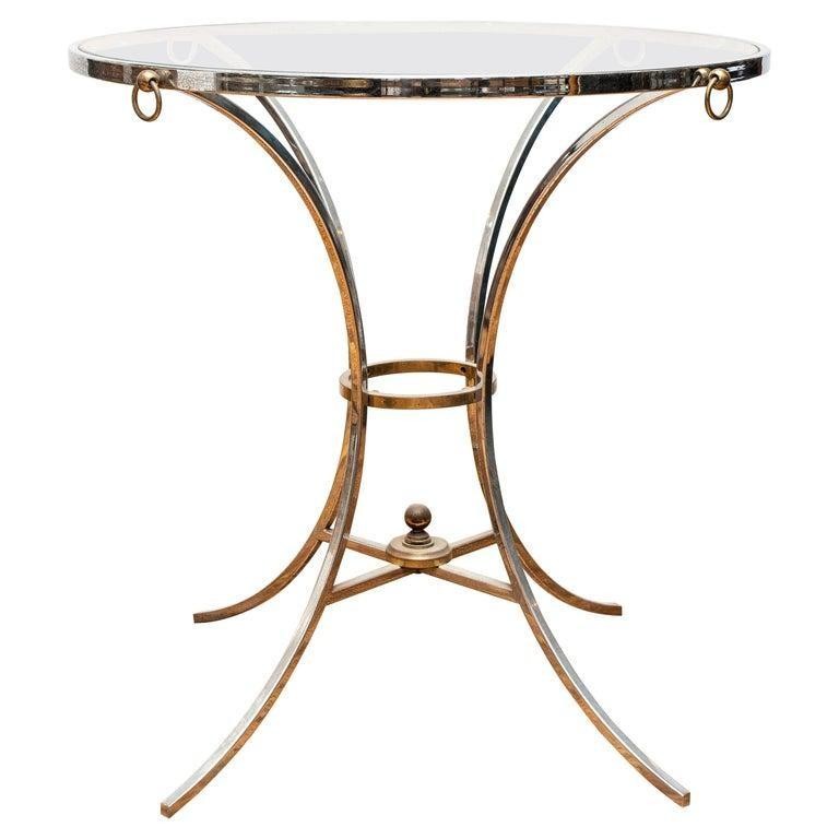 Appraisal: JANSEN STYLE CHROMED METAL GUERIDON SIDE TABLE Maison Jansen style