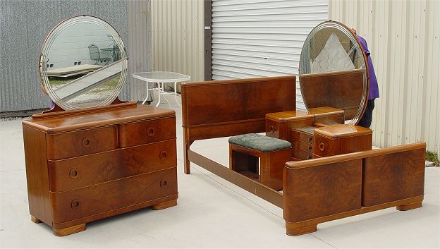 Appraisal: PIECE ART DECO BEDROOM SET To include Full size BED