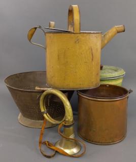 Appraisal: Miscellaneous grouping to include a green painted tin watering can