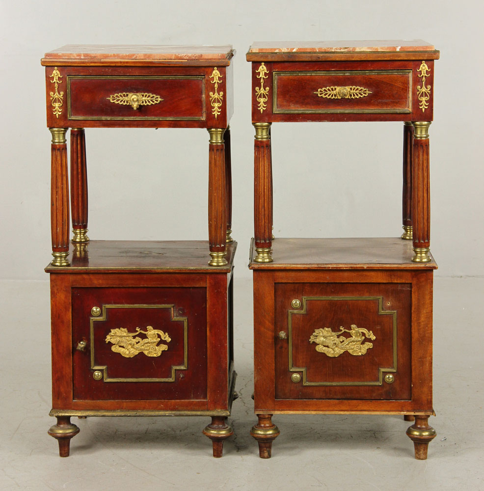 Appraisal: - Pair French Empire II Side Tables Pair of French