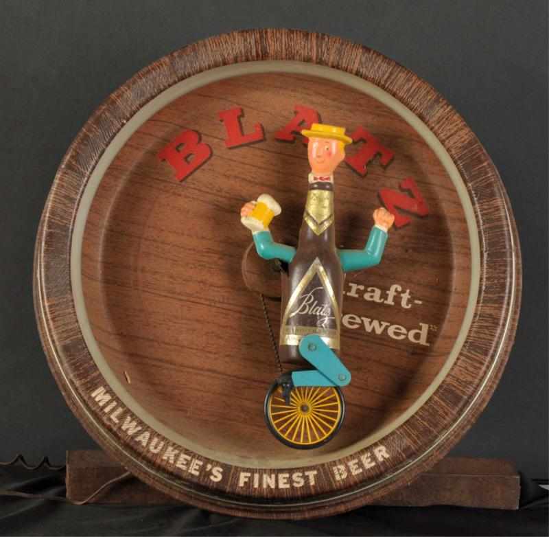 Appraisal: Blatz Barrel Motion Sign Description s Val Blatz Brewing Company