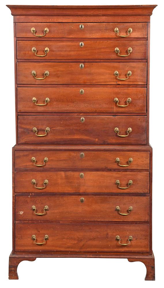 Appraisal: New England Federal Cherry Chest on Chest Rhode Island or