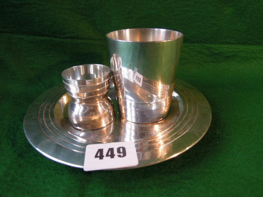 Appraisal: A Christofle Christening Set consisting of a beaker plate and