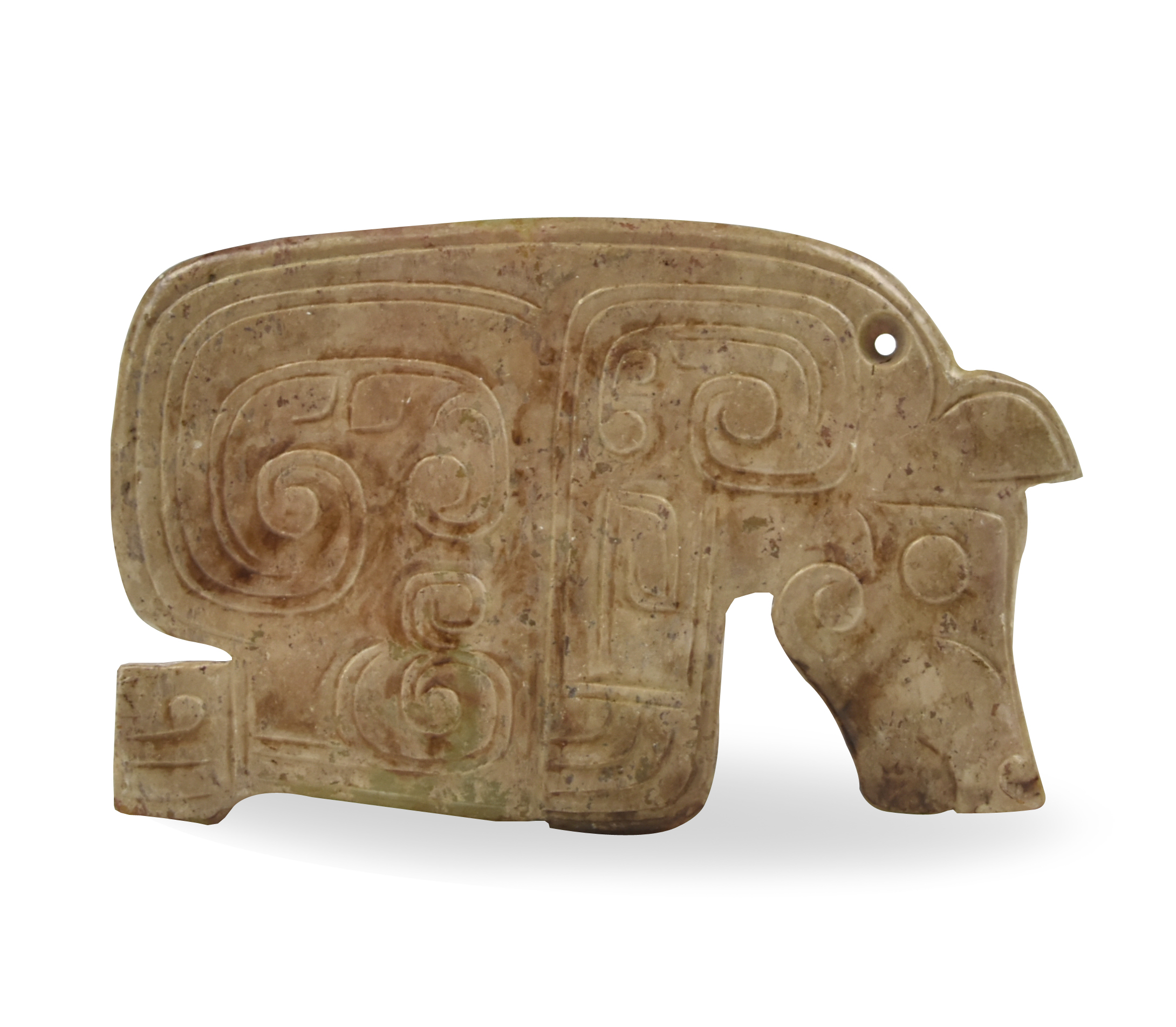 Appraisal: pig figure jade with scrolls carved to the body H