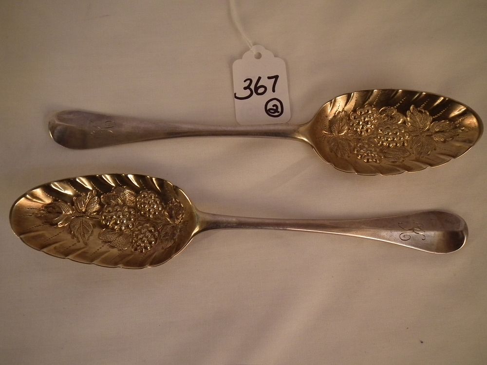 Appraisal: PAIR STERLING BERRY SPOONS Pair of in long berry spoons