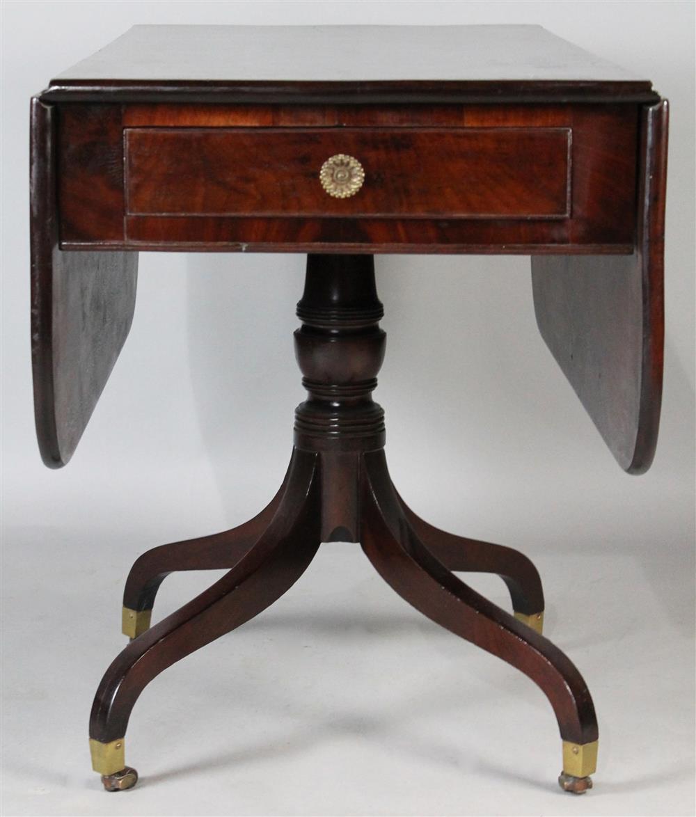 Appraisal: FEDERAL MAHOGANY PEMBROKE TABLE ca having a rectangular top with