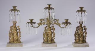 Appraisal: Early th century gilt bronze and marble garniture set consisting