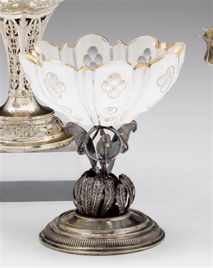 Appraisal: German silver and cased glass compote early th century